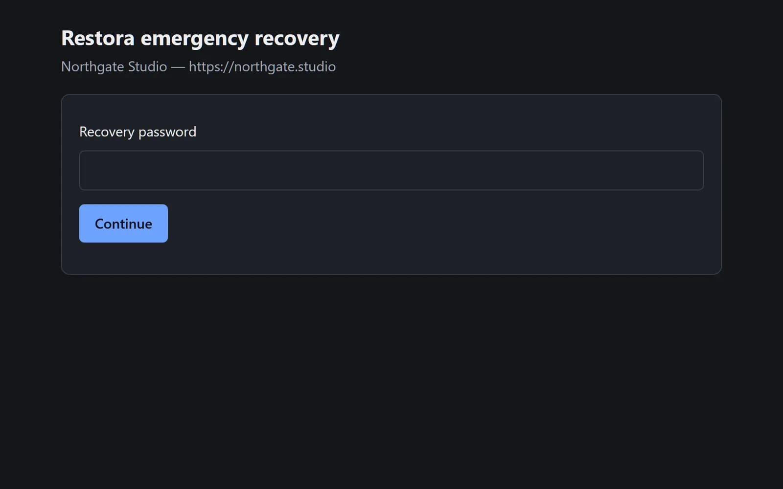 The emergency recovery page